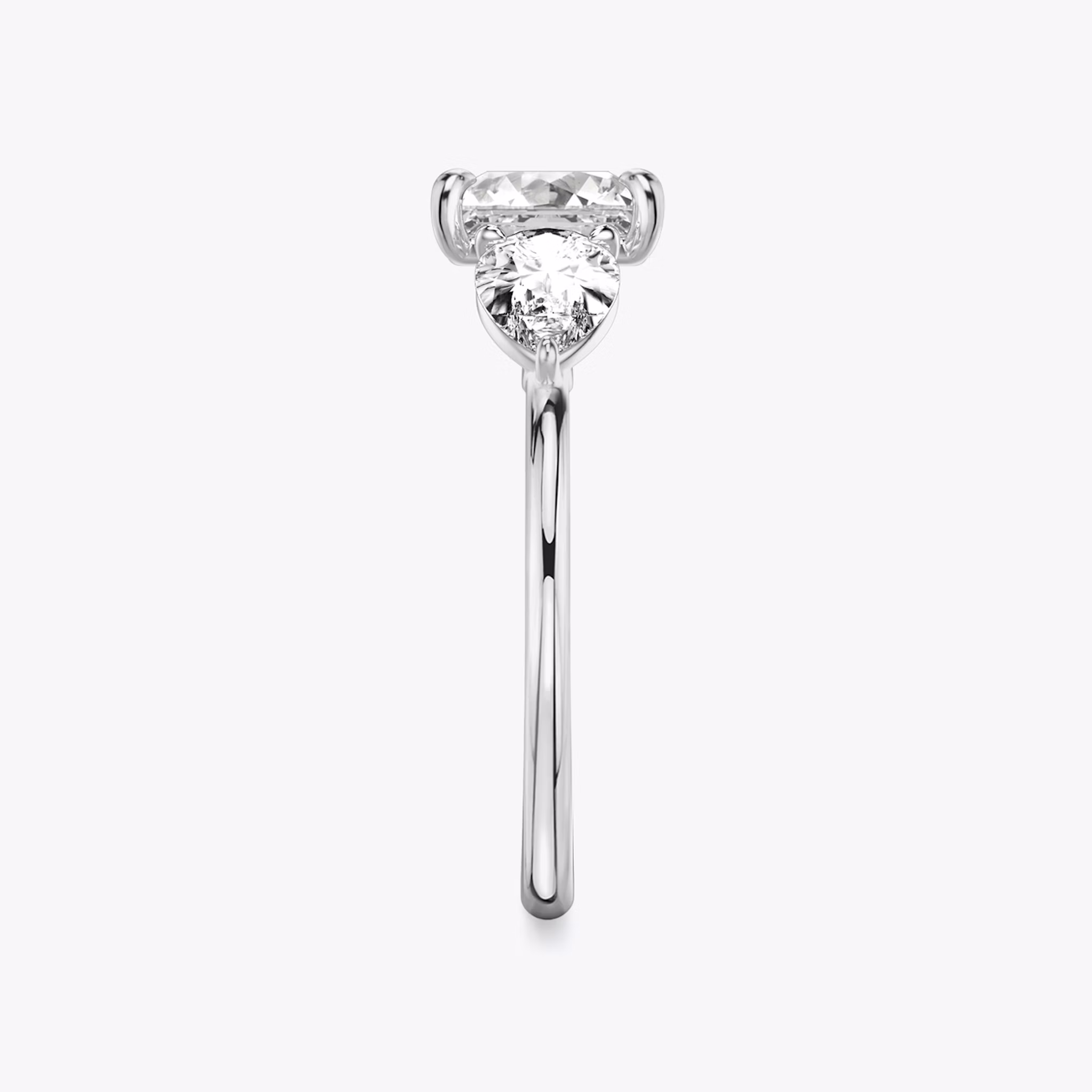 The Three Stone | Princess | 18k | White Gold | bandAccent: Plain | sideStoneCarat: 0.50ct | sideStoneShape: Pear | diamondOrientation: vertical | caratWeight: other