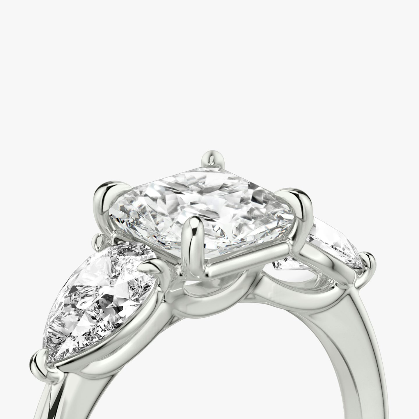 The Three Stone | Asscher | Platinum | bandAccent: Plain | sideStoneCarat: 0.50ct | sideStoneShape: Pear | diamondOrientation: vertical | caratWeight: other