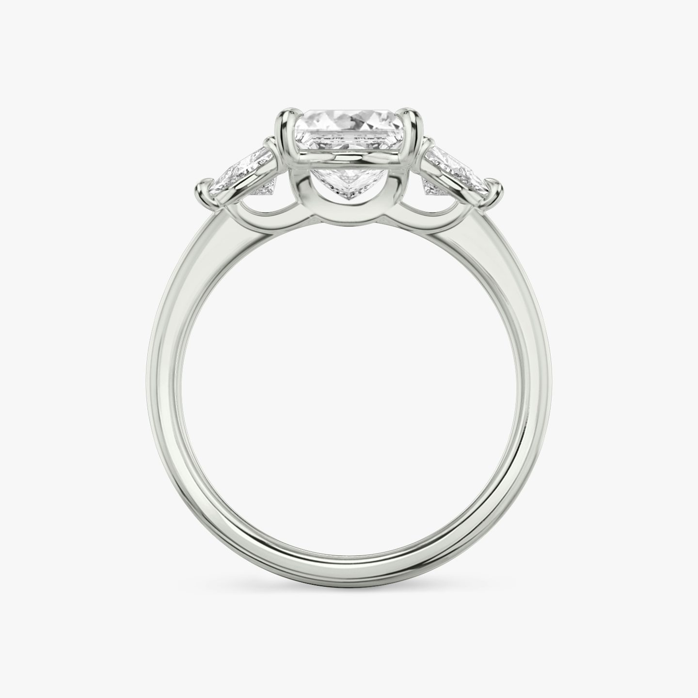 The Three Stone | Princess | 18k | White Gold | bandAccent: Plain | sideStoneCarat: 0.25ct | sideStoneShape: Trillion | diamondOrientation: vertical | caratWeight: other