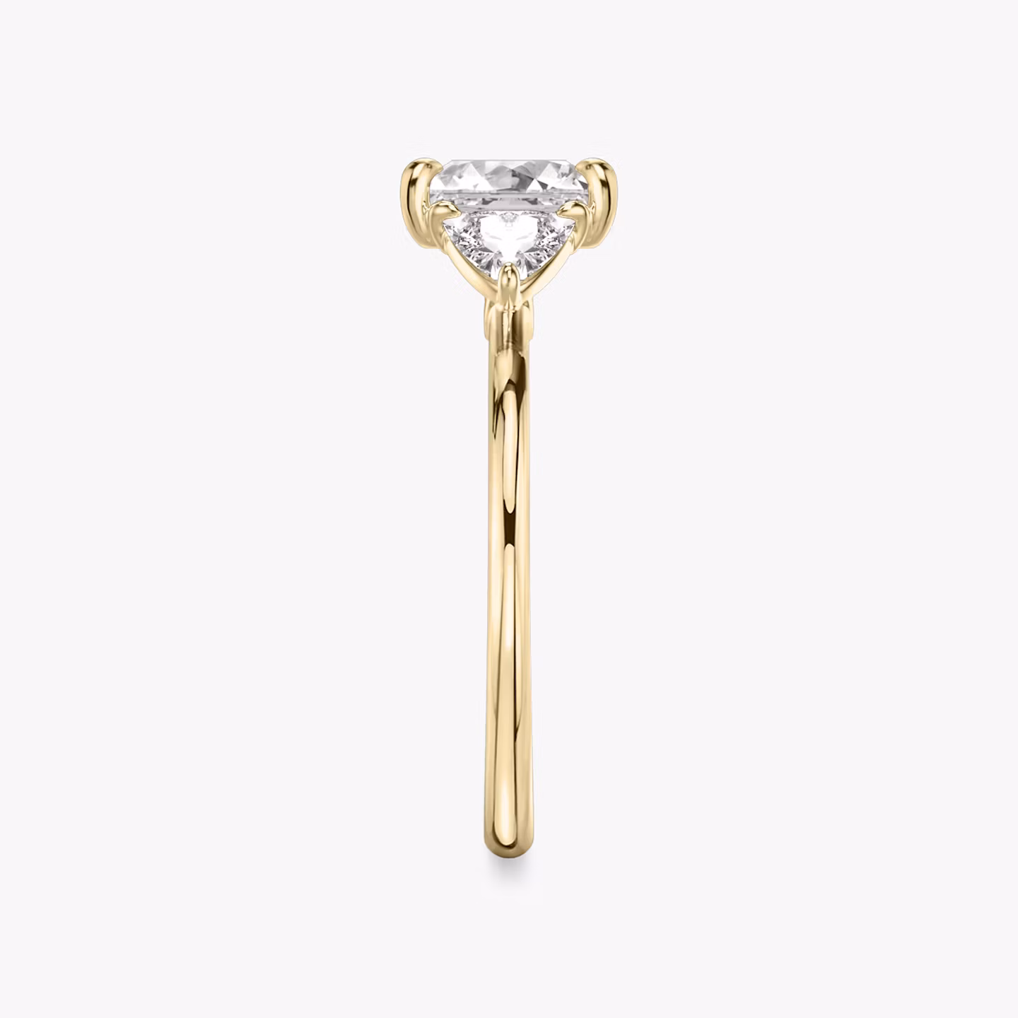 The Three Stone | Princess | 18k | Yellow Gold | bandAccent: Plain | sideStoneCarat: 0.25ct | sideStoneShape: Trillion | diamondOrientation: vertical | caratWeight: other