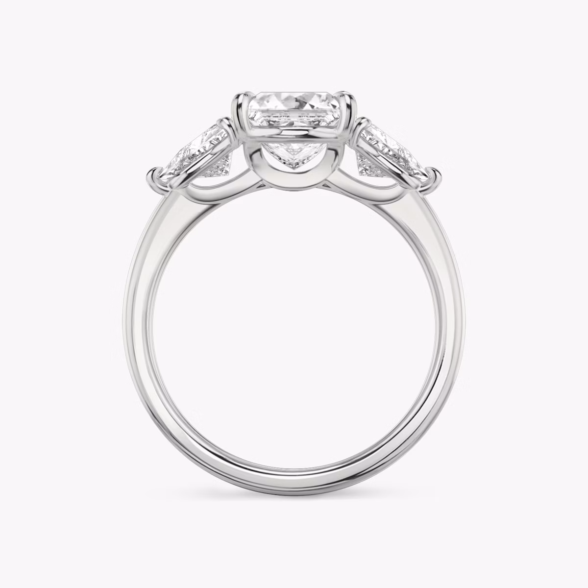 The Three Stone | Princess | Platinum | bandAccent: Plain | sideStoneCarat: 0.50ct | sideStoneShape: Trillion | diamondOrientation: vertical | caratWeight: other