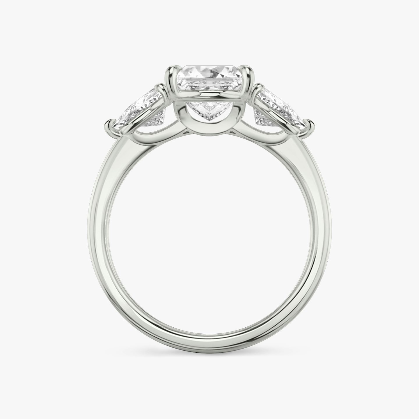 The Three Stone | Princess | Platinum | bandAccent: Plain | sideStoneCarat: 0.50ct | sideStoneShape: Trillion | diamondOrientation: vertical | caratWeight: other