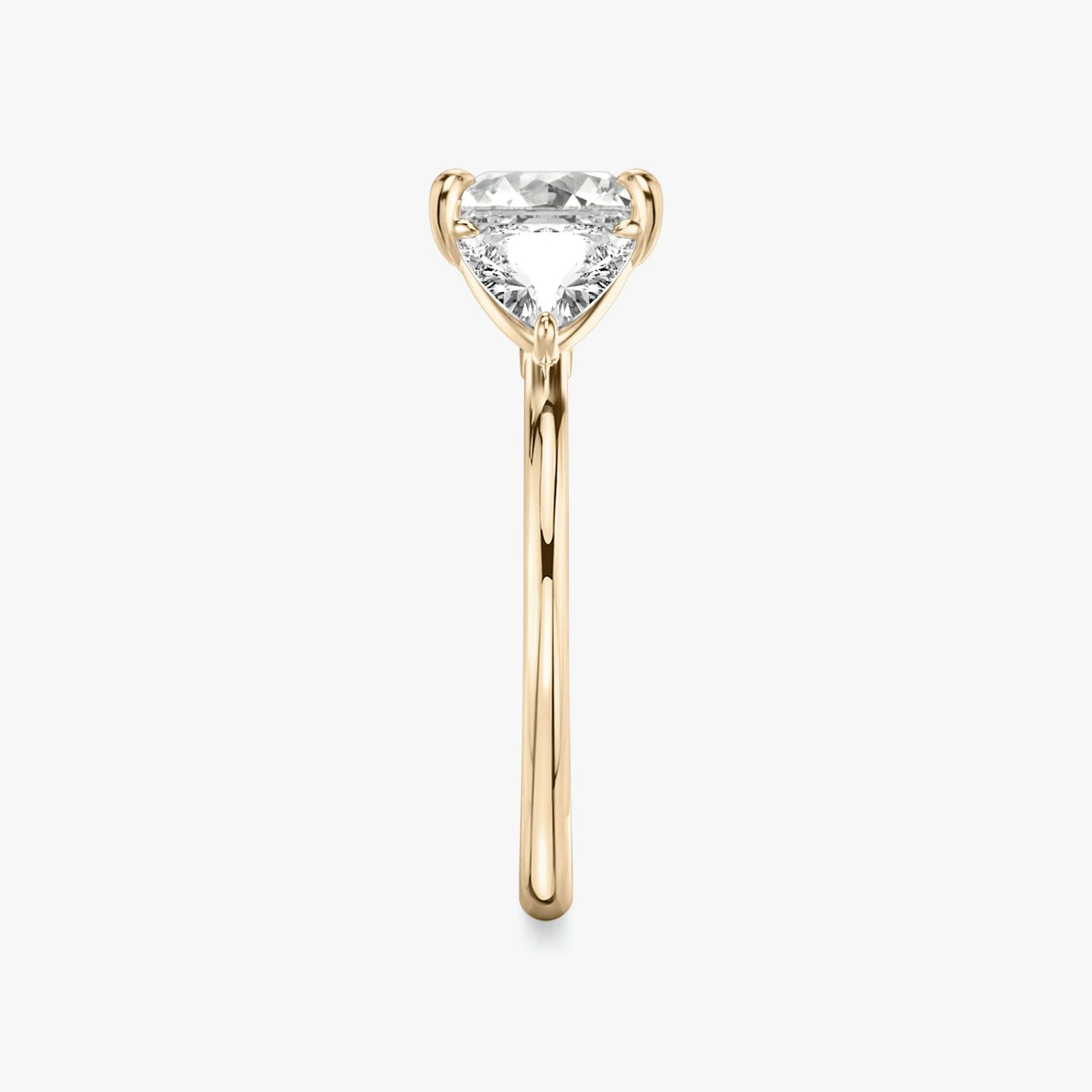 The Three Stone | Princess | 14k | Rose Gold | bandAccent: Plain | sideStoneCarat: 0.50ct | sideStoneShape: Trillion | diamondOrientation: vertical | caratWeight: other