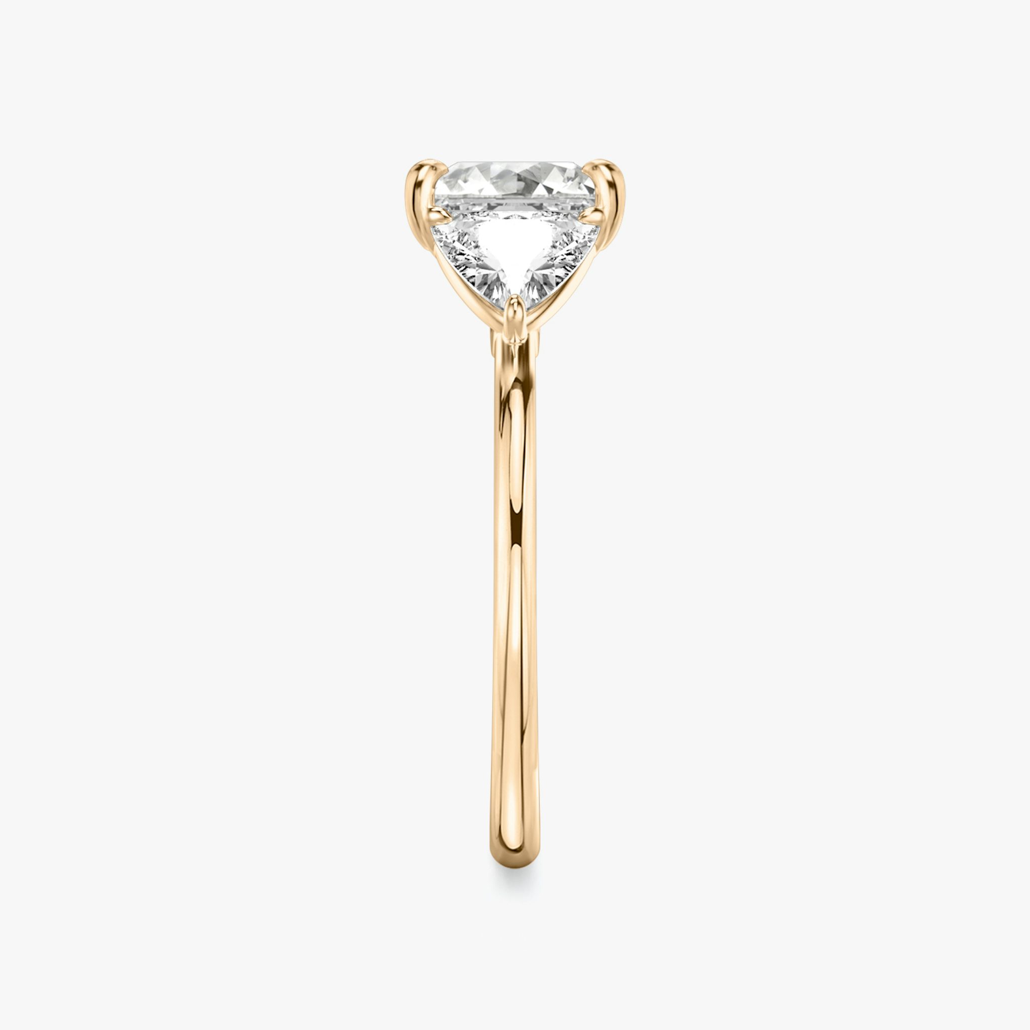 The Three Stone | Princess | 14k | Rose Gold | bandAccent: Plain | sideStoneCarat: 0.50ct | sideStoneShape: Trillion | diamondOrientation: vertical | caratWeight: other