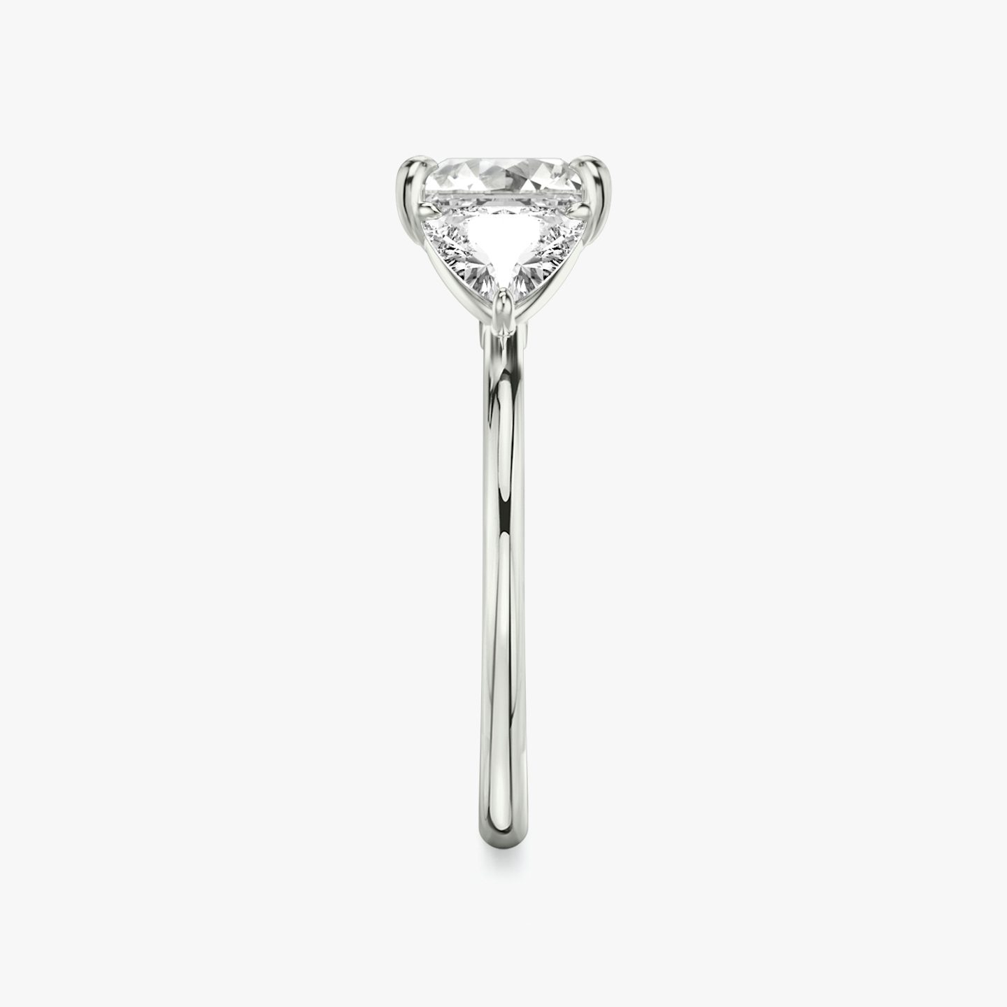 The Three Stone | Princess | Platinum | bandAccent: Plain | sideStoneCarat: 0.50ct | sideStoneShape: Trillion | diamondOrientation: vertical | caratWeight: other