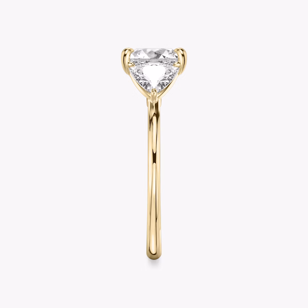 The Three Stone | Princess | 18k | Yellow Gold | bandAccent: Plain | sideStoneCarat: 0.50ct | sideStoneShape: Trillion | diamondOrientation: vertical | caratWeight: other
