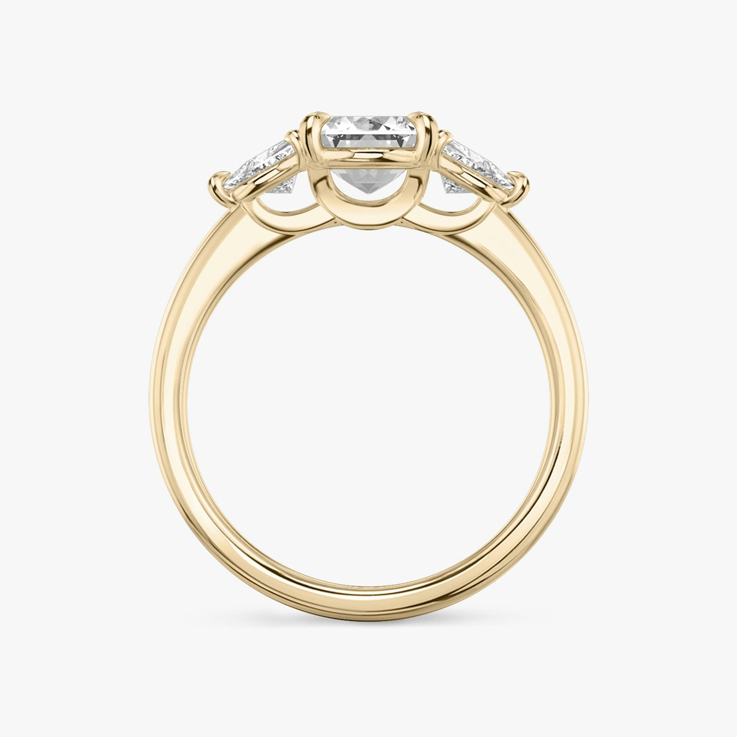 Three Stone | Emerald | 14k | Roségold | bandAccent: Ohne Pavé-Besatz | sideStoneCarat: 0.25ct | sideStoneShape: Trillant | diamondOrientation: vertical | caratWeight: other