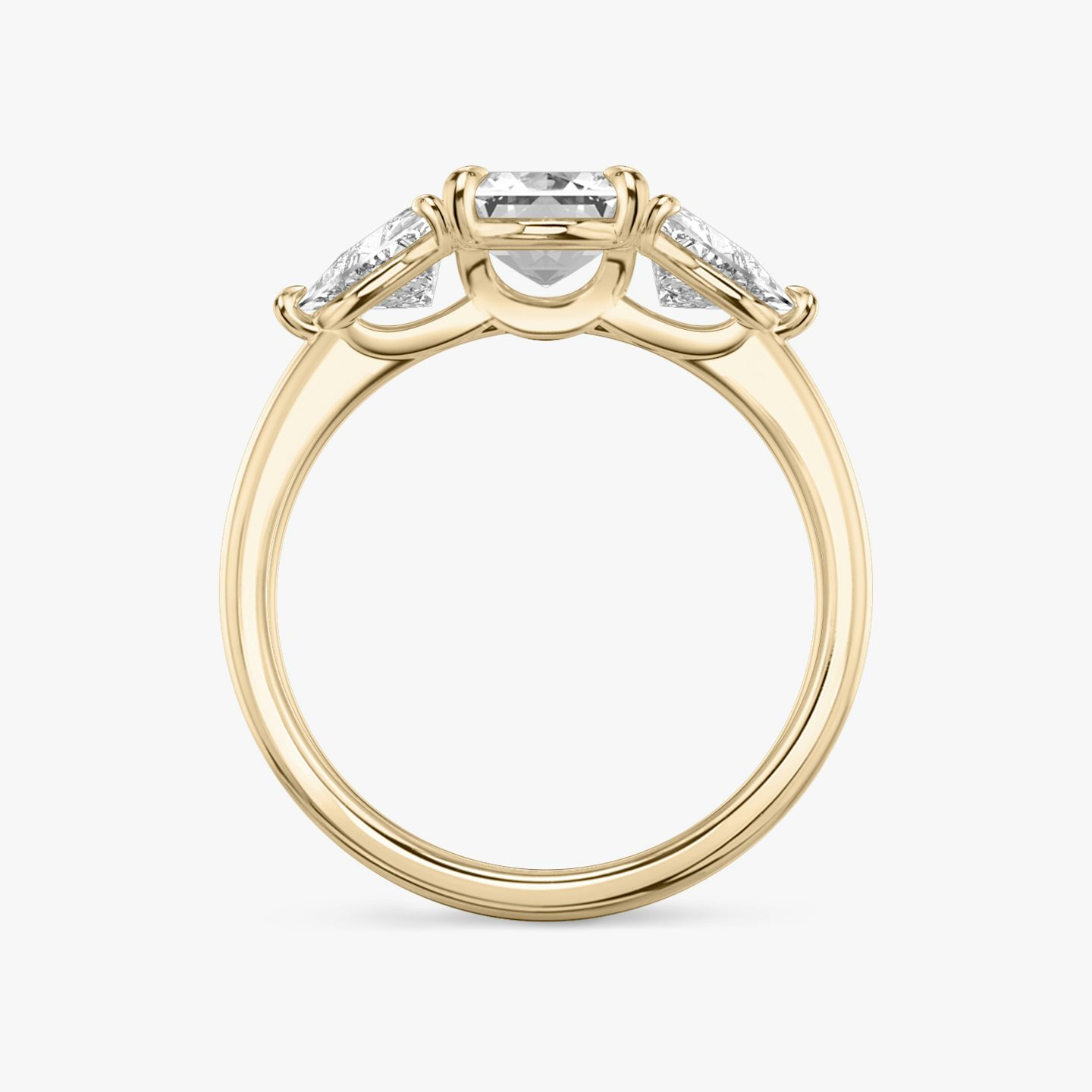 Three Stone | Emerald | 14k | Roségold | bandAccent: Ohne Pavé-Besatz | sideStoneCarat: 0.50ct | sideStoneShape: Trillant | diamondOrientation: vertical | caratWeight: other
