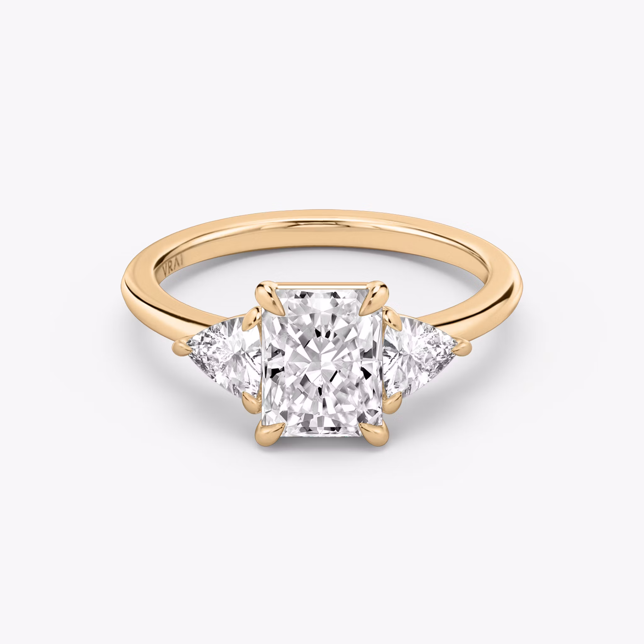 The Three Stone Radiant | Rose Gold