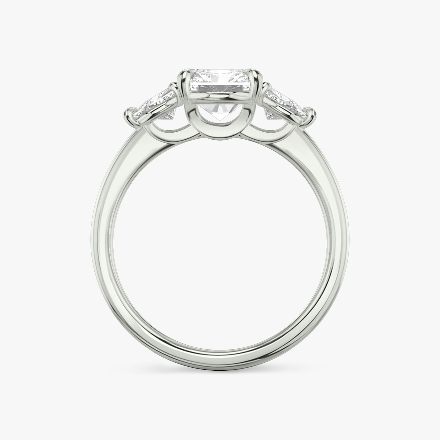 The Three Stone | Radiant | Platinum | bandAccent: Plain | sideStoneCarat: 0.25ct | sideStoneShape: Trillion | diamondOrientation: vertical | caratWeight: other