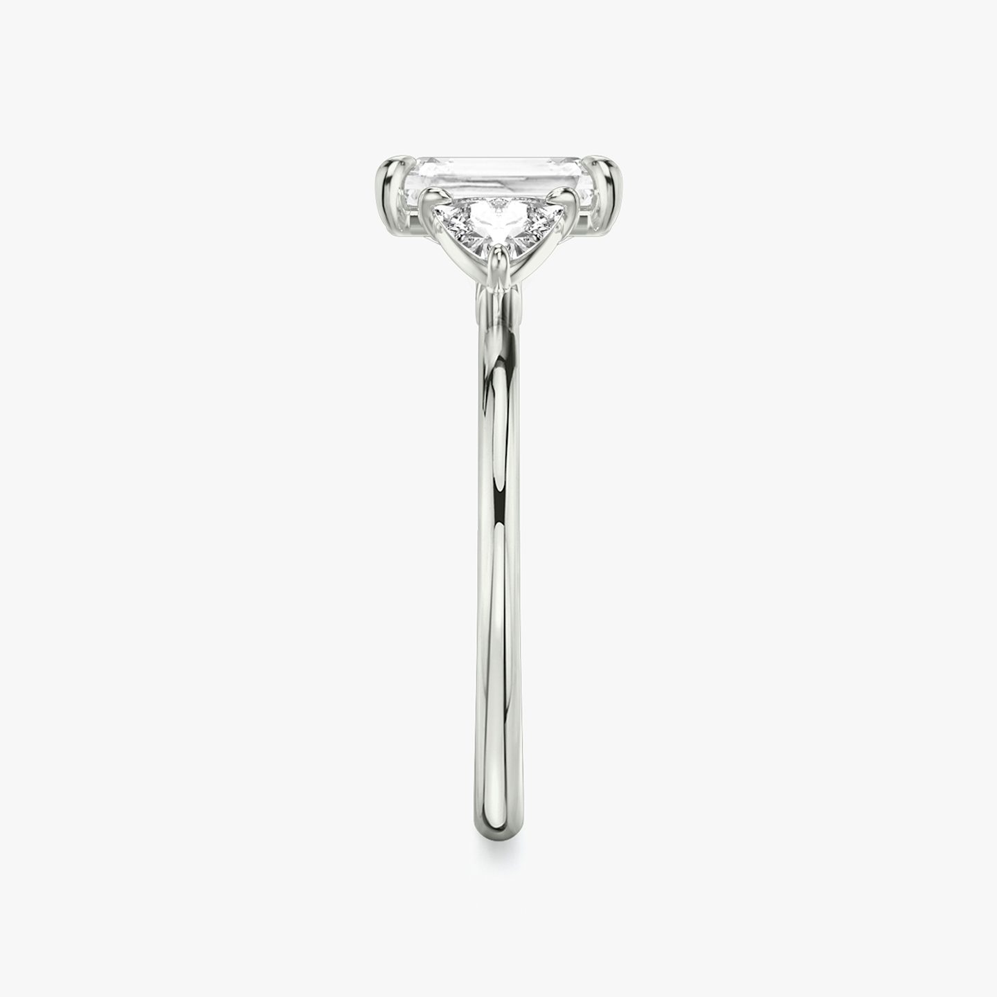 The Three Stone | Radiant | Platinum | bandAccent: Plain | sideStoneCarat: 0.25ct | sideStoneShape: Trillion | diamondOrientation: vertical | caratWeight: other