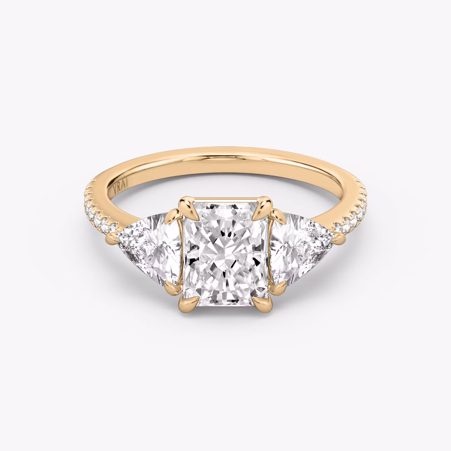 The Three Stone Radiant | Rose Gold