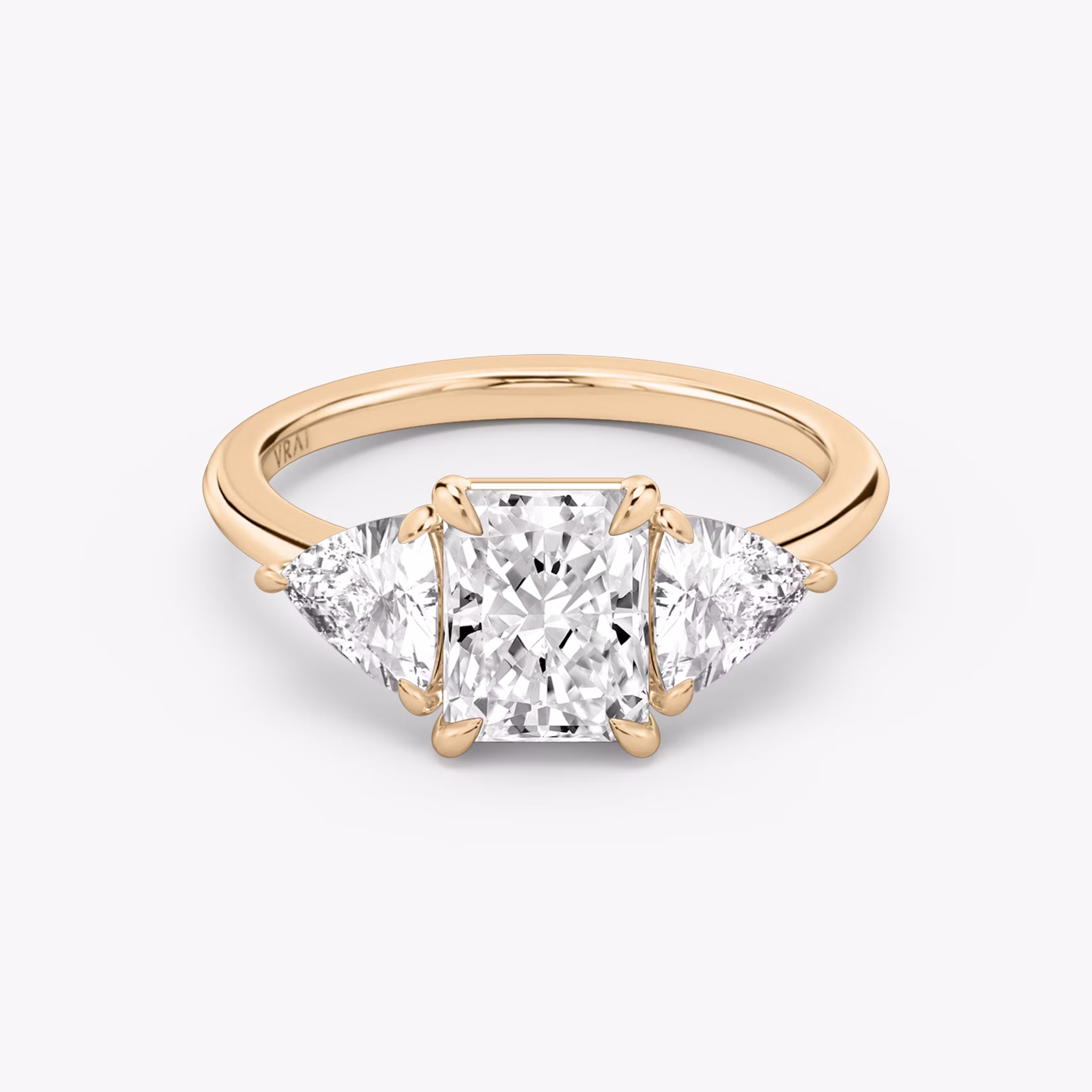 Radiant and Trillion Three Stone Ring