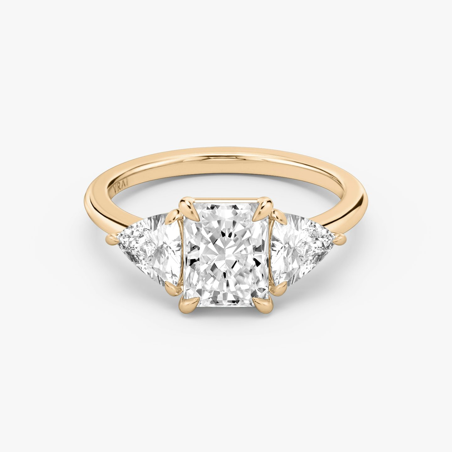 Radiant and Trillion Three Stone Ring