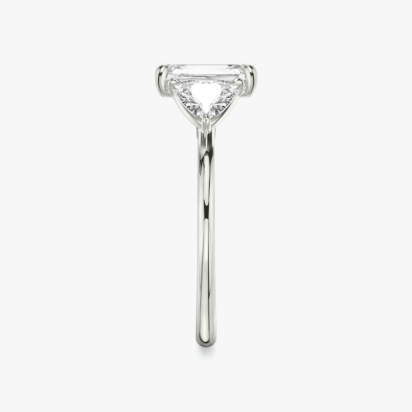 The Three Stone | Radiant | Platinum | bandAccent: Plain | sideStoneCarat: 0.50ct | sideStoneShape: Trillion | diamondOrientation: vertical | caratWeight: other