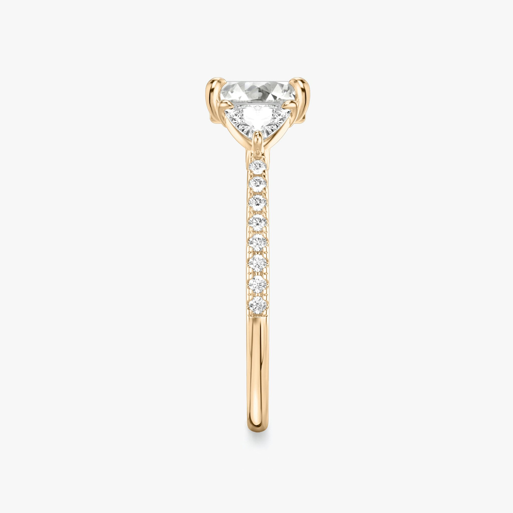 The Three Stone | Asscher | 14k | Rose Gold | bandAccent: Pavé | sideStoneCarat: 0.25ct | sideStoneShape: Trillion | diamondOrientation: vertical | caratWeight: other