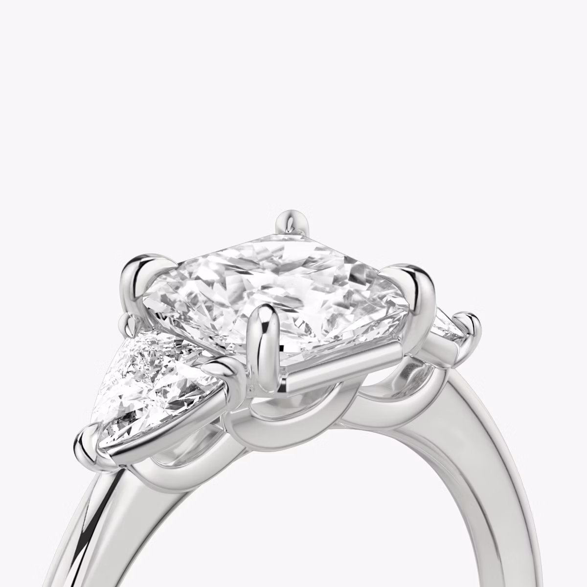 The Three Stone | Asscher | Platinum | bandAccent: Plain | sideStoneCarat: 0.25ct | sideStoneShape: Trillion | diamondOrientation: vertical | caratWeight: other