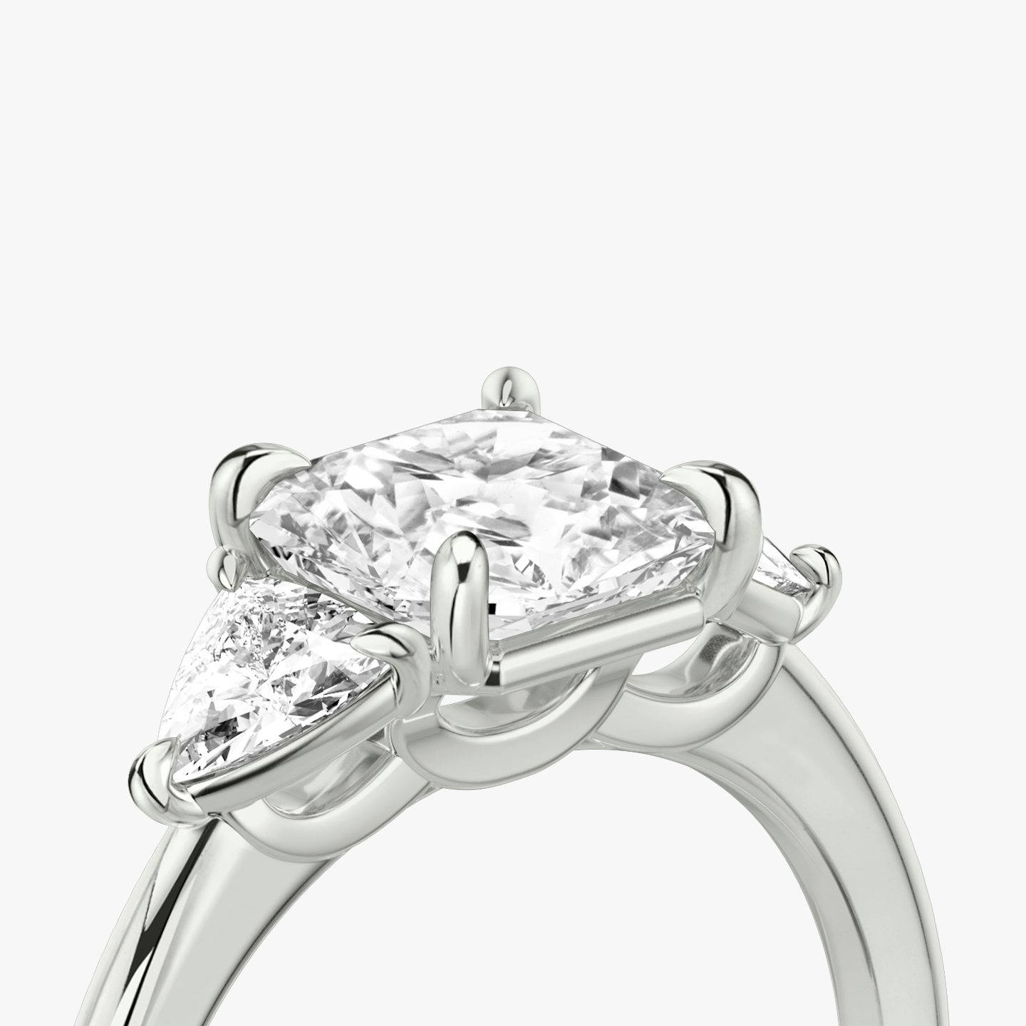The Three Stone | Asscher | Platinum | bandAccent: Plain | sideStoneCarat: 0.25ct | sideStoneShape: Trillion | diamondOrientation: vertical | caratWeight: other