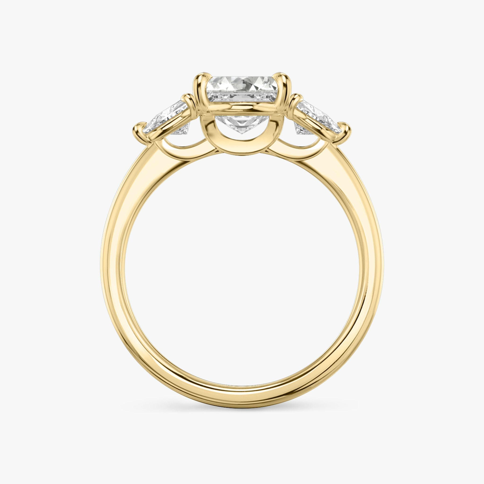 The Three Stone | Asscher | 18k | Yellow Gold | bandAccent: Plain | sideStoneCarat: 0.25ct | sideStoneShape: Trillion | diamondOrientation: vertical | caratWeight: other