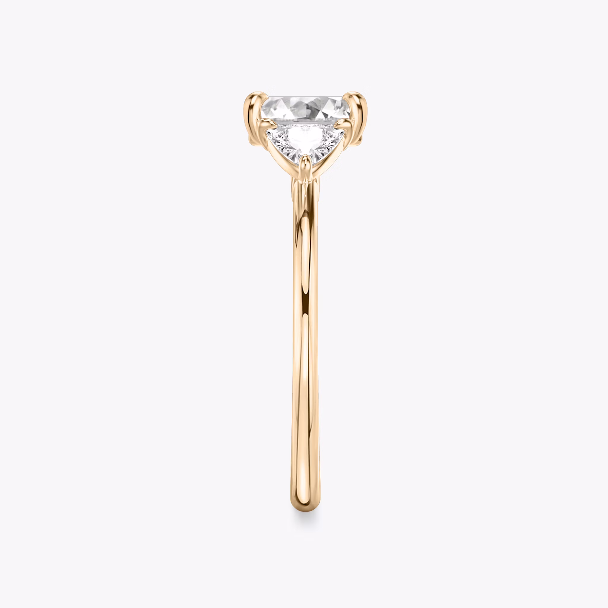 The Three Stone | Asscher | 14k | Rose Gold | bandAccent: Plain | sideStoneCarat: 0.25ct | sideStoneShape: Trillion | diamondOrientation: vertical | caratWeight: other