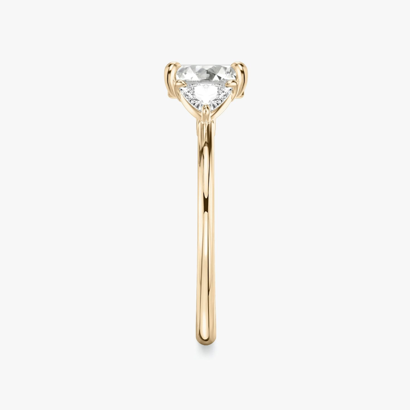 The Three Stone | Asscher | 14k | Rose Gold | bandAccent: Plain | sideStoneCarat: 0.25ct | sideStoneShape: Trillion | diamondOrientation: vertical | caratWeight: other
