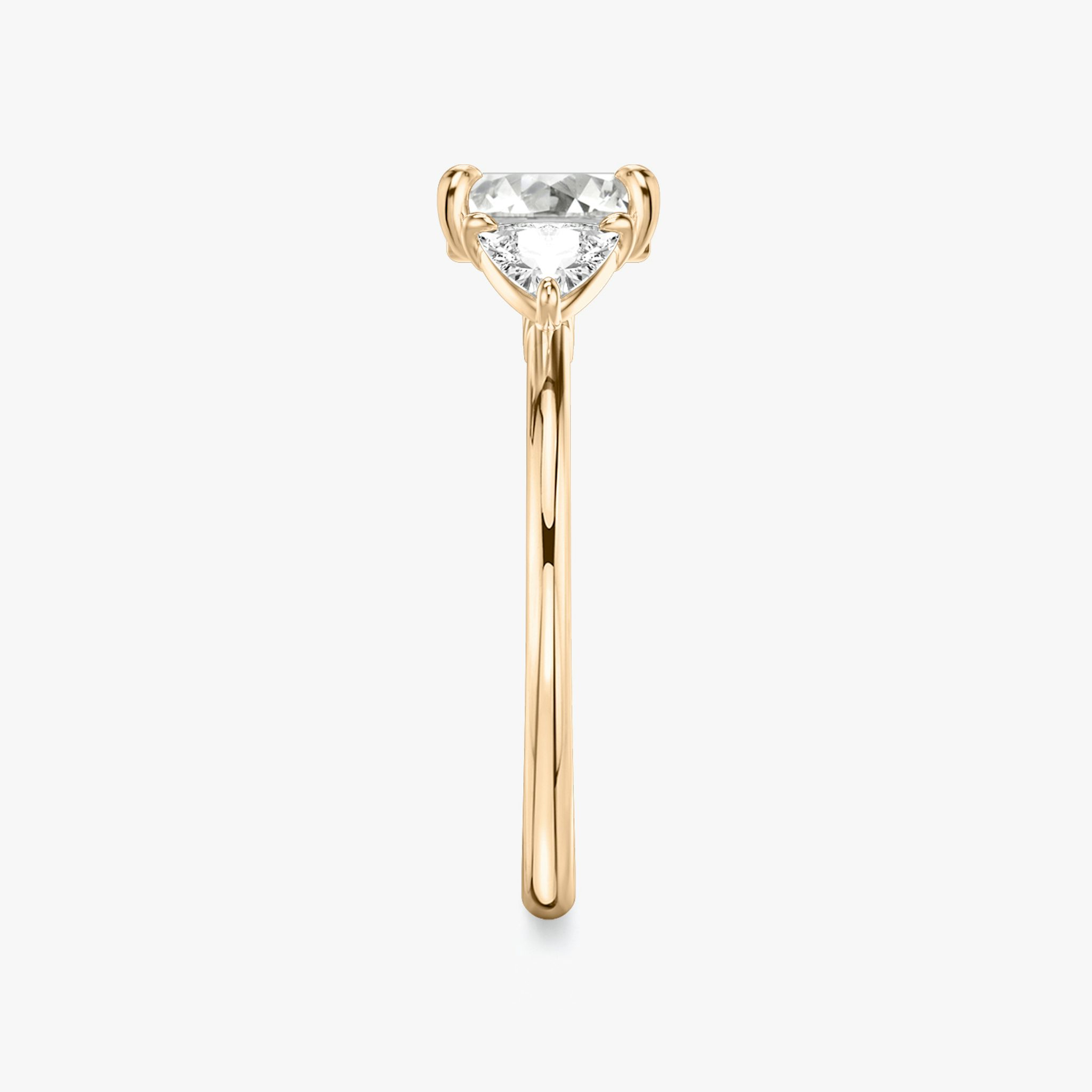 The Three Stone | Asscher | 14k | Rose Gold | bandAccent: Plain | sideStoneCarat: 0.25ct | sideStoneShape: Trillion | diamondOrientation: vertical | caratWeight: other
