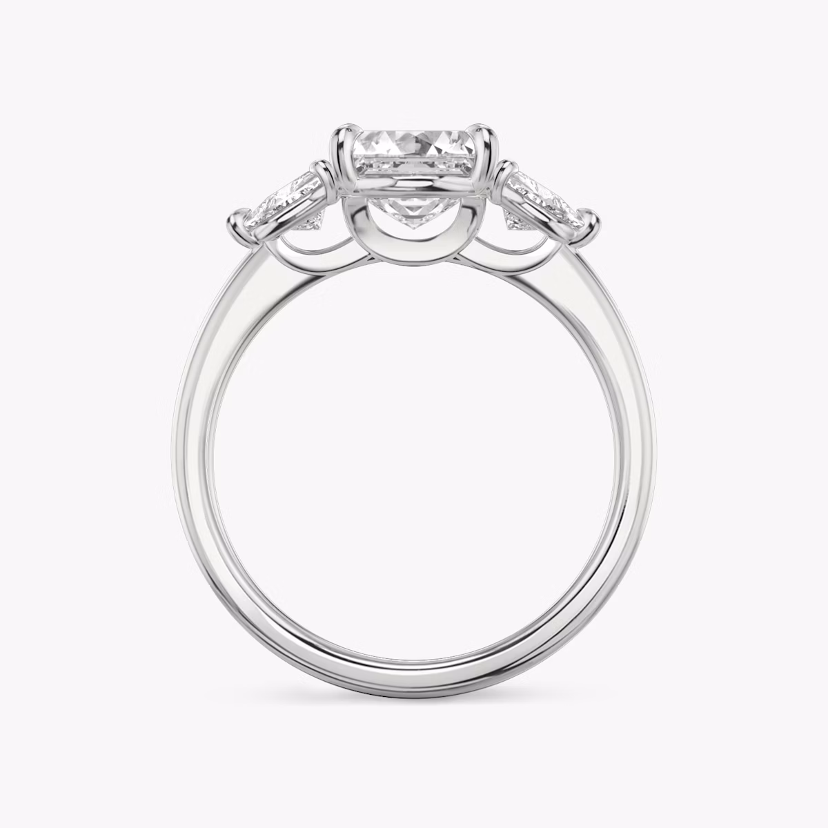 The Three Stone | Asscher | Platinum | bandAccent: Plain | sideStoneCarat: 0.25ct | sideStoneShape: Trillion | diamondOrientation: vertical | caratWeight: other