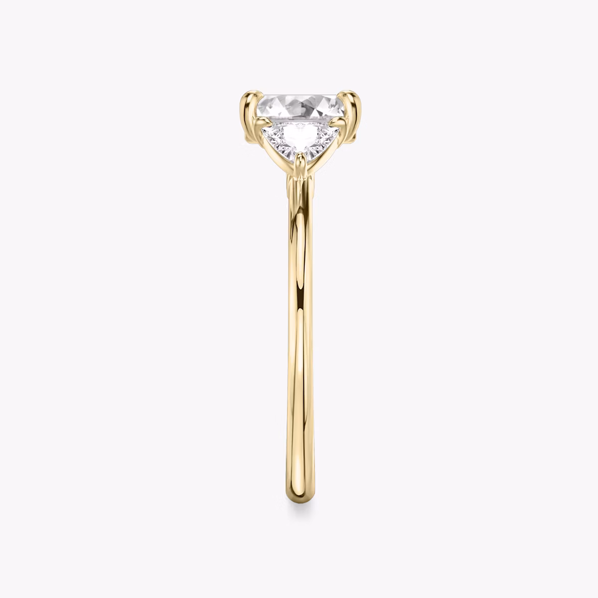 The Three Stone | Asscher | 18k | Yellow Gold | bandAccent: Plain | sideStoneCarat: 0.25ct | sideStoneShape: Trillion | diamondOrientation: vertical | caratWeight: other