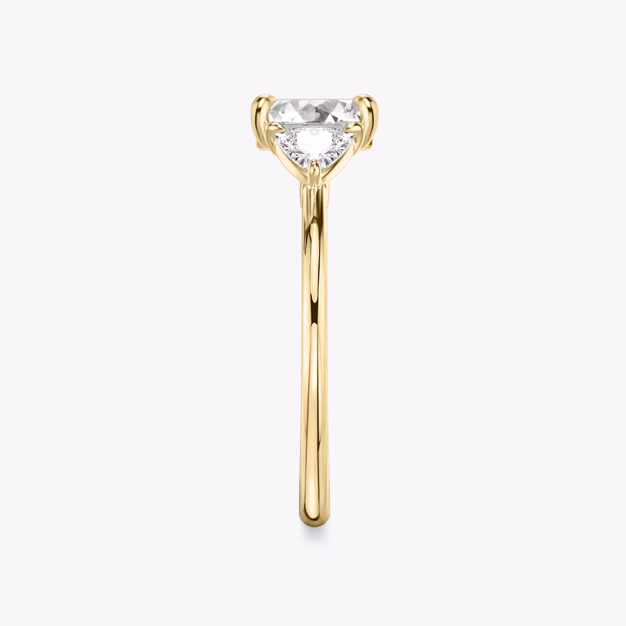 The Three Stone | Asscher | 18k | Yellow Gold | bandAccent: Plain | sideStoneCarat: 0.25ct | sideStoneShape: Trillion | diamondOrientation: vertical | caratWeight: other