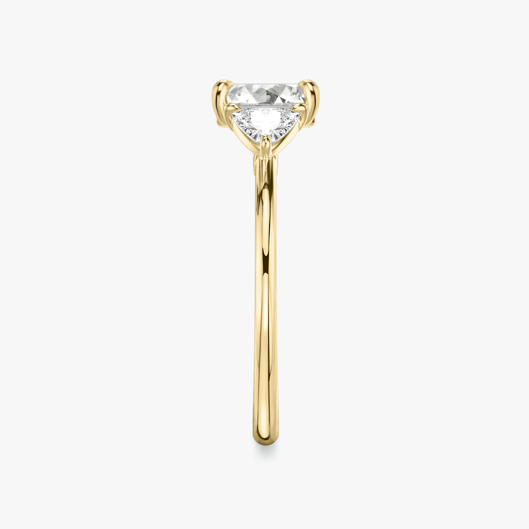 The Three Stone | Asscher | 18k | Yellow Gold | bandAccent: Plain | sideStoneCarat: 0.25ct | sideStoneShape: Trillion | diamondOrientation: vertical | caratWeight: other