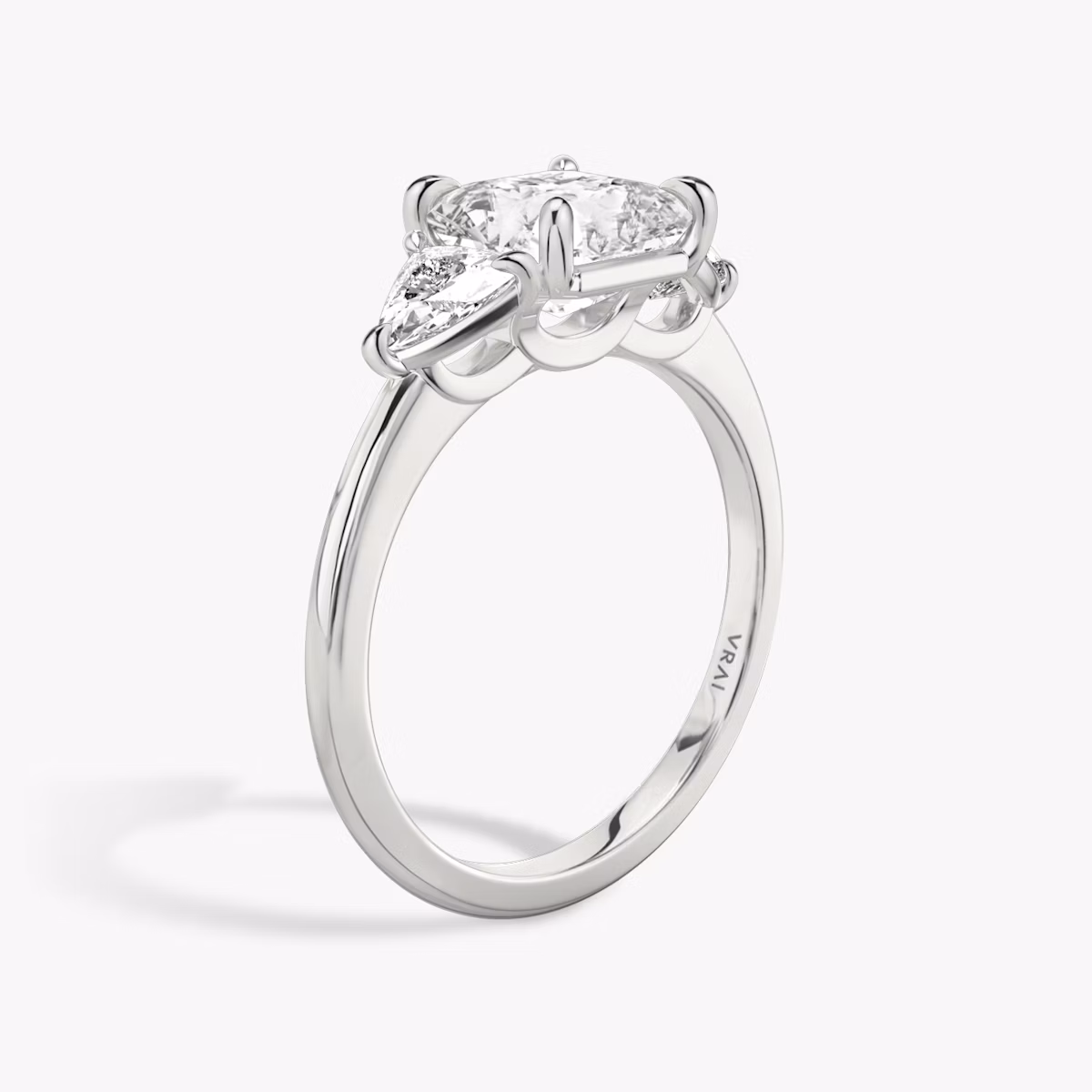 The Three Stone | Asscher | Platinum | bandAccent: Plain | sideStoneCarat: 0.25ct | sideStoneShape: Trillion | diamondOrientation: vertical | caratWeight: other