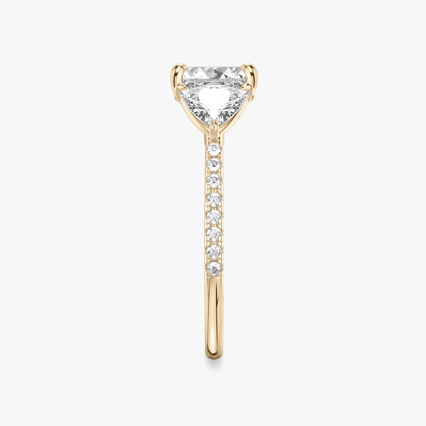 The Three Stone | Asscher | 14k | Rose Gold | bandAccent: Pavé | sideStoneCarat: 0.50ct | sideStoneShape: Trillion | diamondOrientation: vertical | caratWeight: other