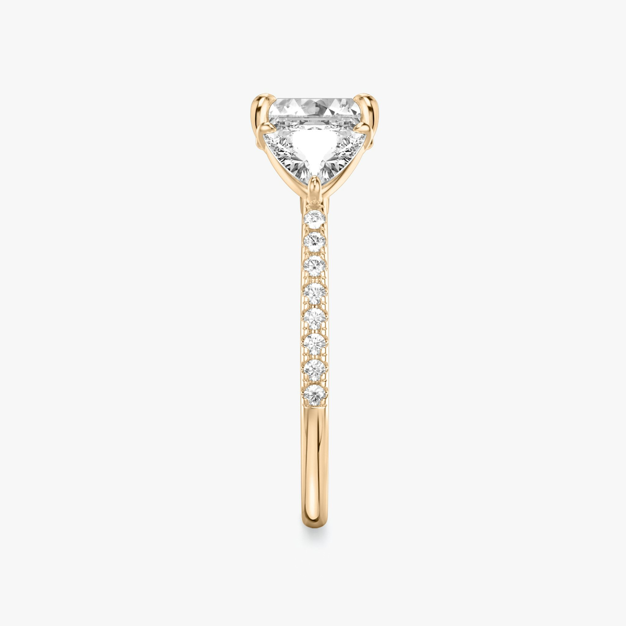 The Three Stone | Asscher | 14k | Rose Gold | bandAccent: Pavé | sideStoneCarat: 0.50ct | sideStoneShape: Trillion | diamondOrientation: vertical | caratWeight: other