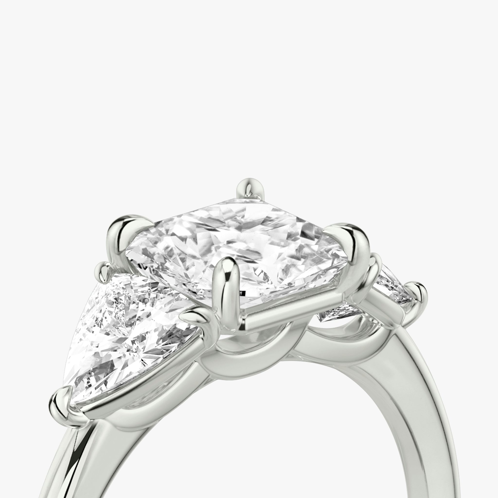 The Three Stone | Asscher | Platinum | bandAccent: Plain | sideStoneCarat: 0.50ct | sideStoneShape: Trillion | diamondOrientation: vertical | caratWeight: other