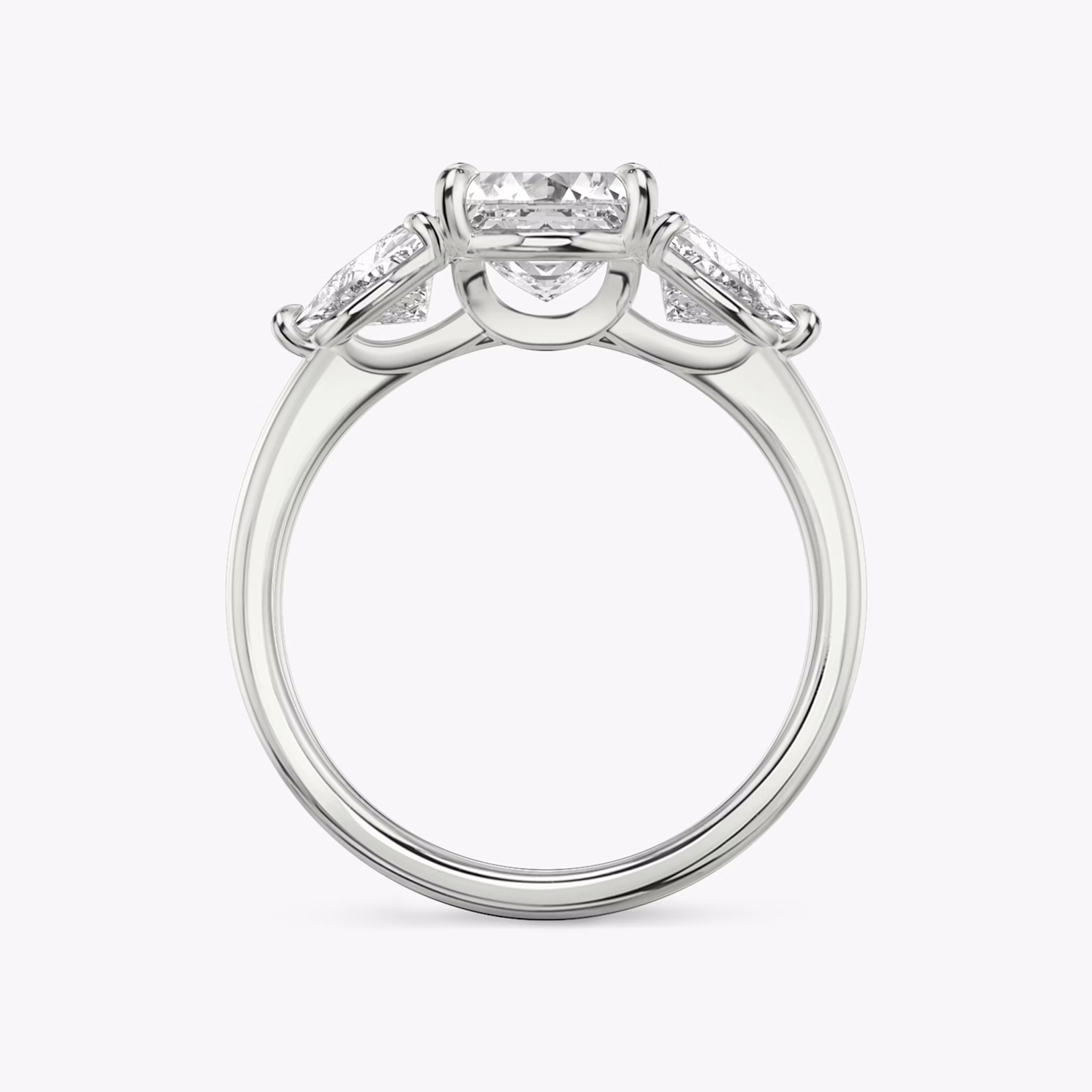 The Three Stone | Asscher | Platinum | bandAccent: Plain | sideStoneCarat: 0.50ct | sideStoneShape: Trillion | diamondOrientation: vertical | caratWeight: other