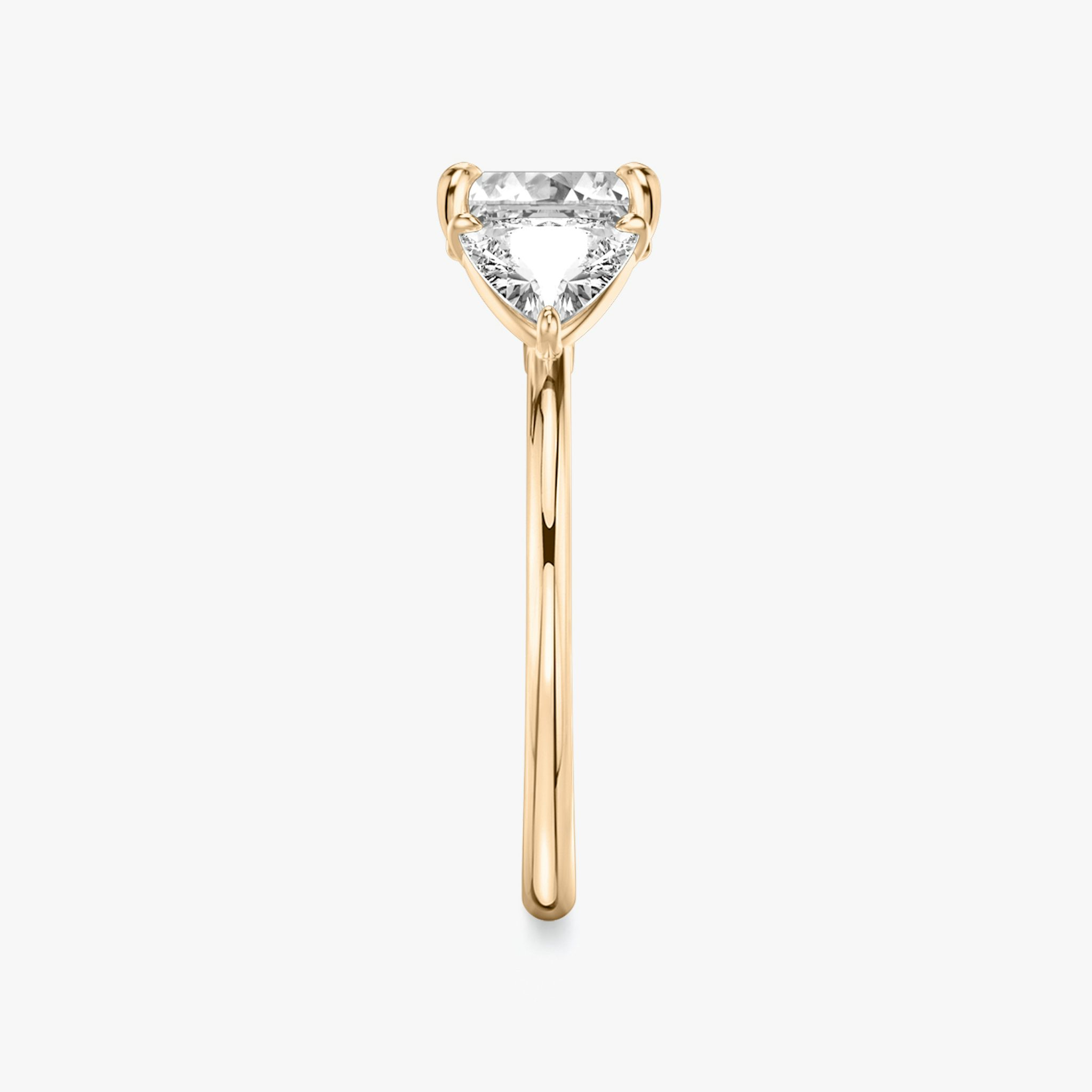 The Three Stone | Asscher | 14k | Rose Gold | bandAccent: Plain | sideStoneCarat: 0.50ct | sideStoneShape: Trillion | diamondOrientation: vertical | caratWeight: other