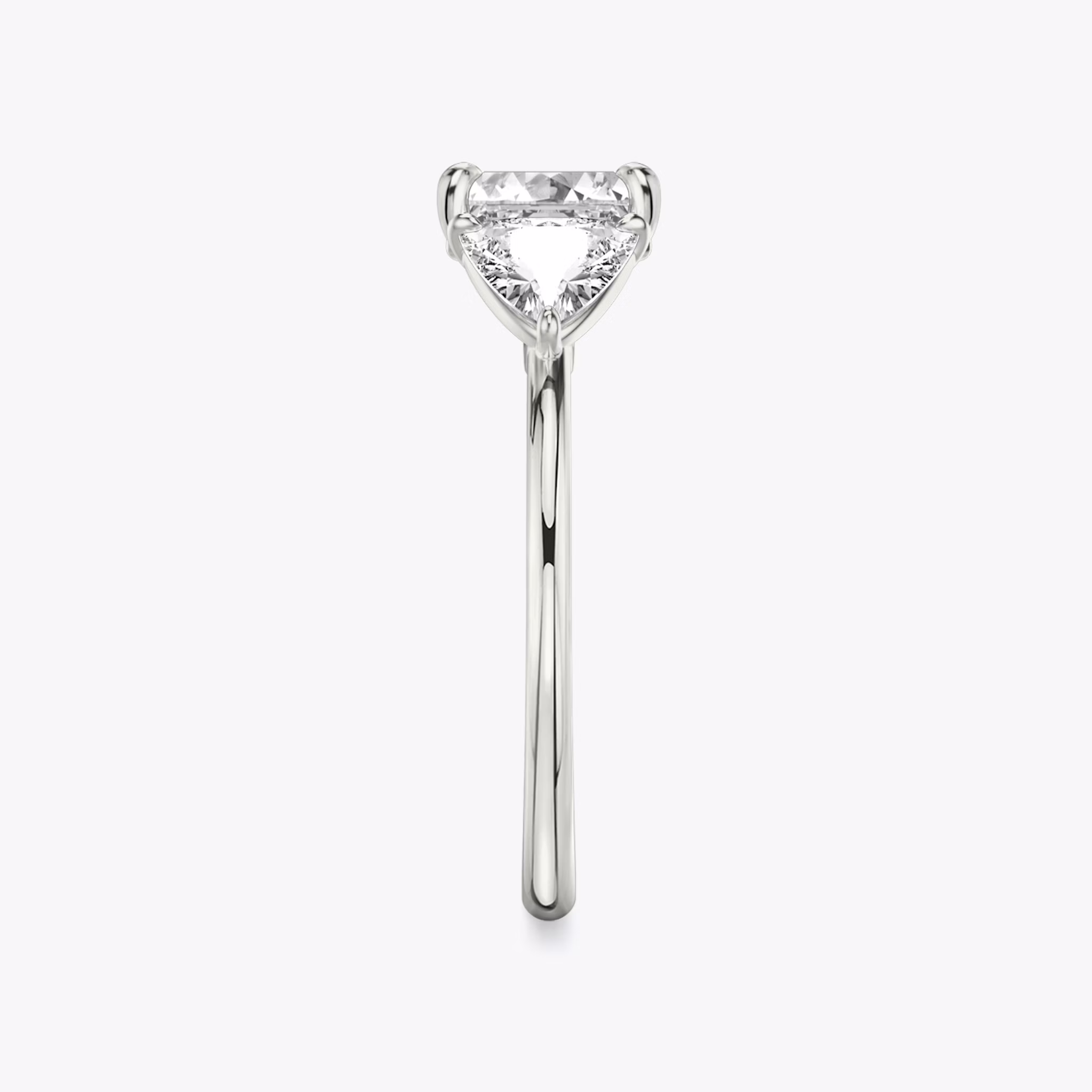 The Three Stone | Asscher | Platinum | bandAccent: Plain | sideStoneCarat: 0.50ct | sideStoneShape: Trillion | diamondOrientation: vertical | caratWeight: other