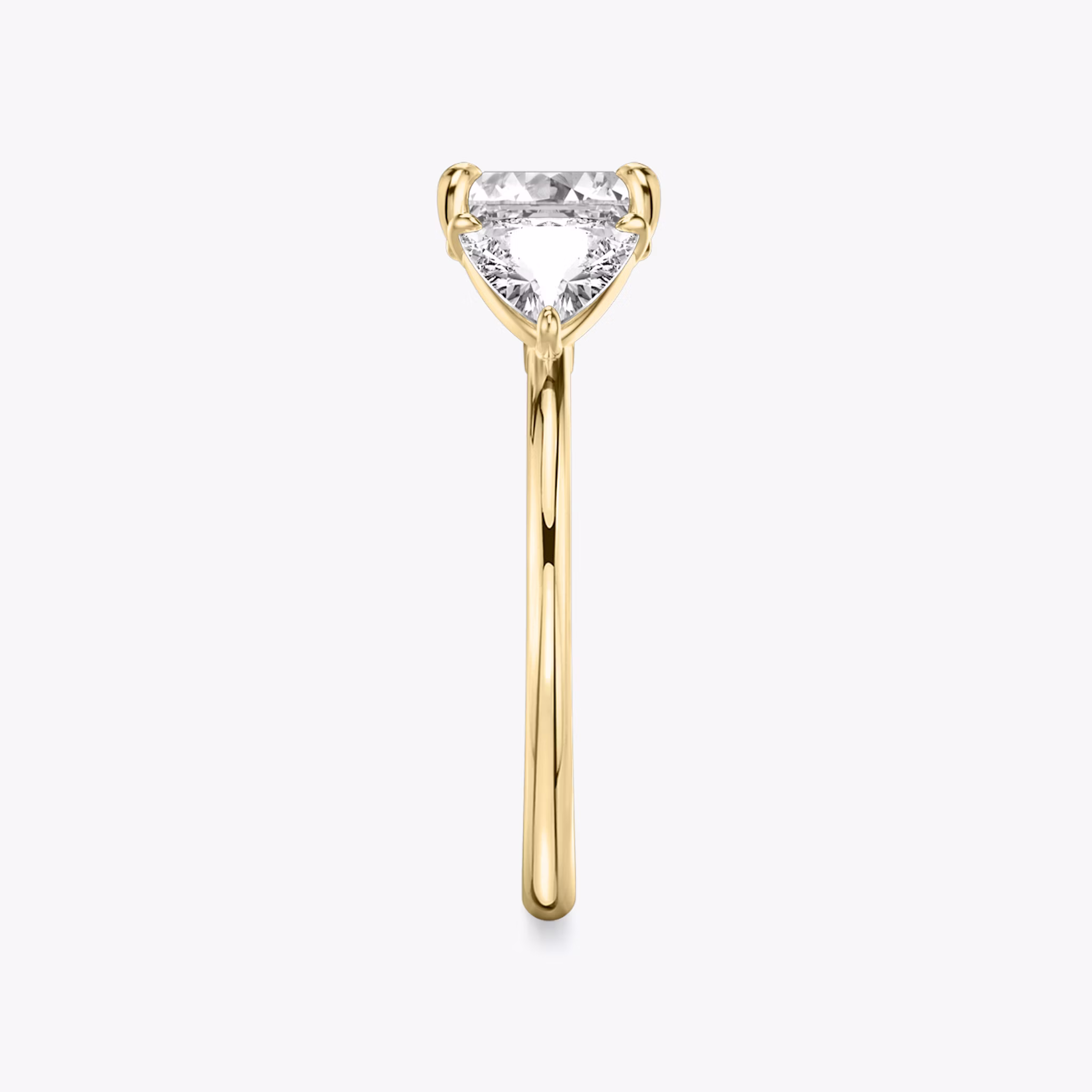 The Three Stone | Asscher | 18k | Yellow Gold | bandAccent: Plain | sideStoneCarat: 0.50ct | sideStoneShape: Trillion | diamondOrientation: vertical | caratWeight: other