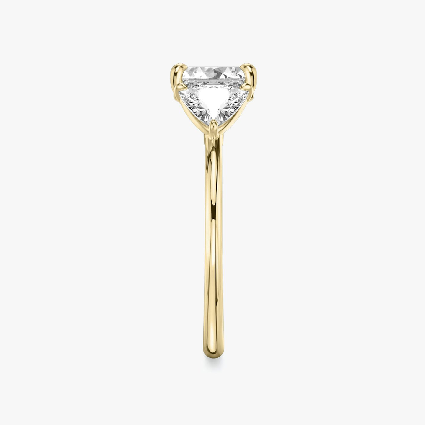 The Three Stone | Asscher | 18k | Yellow Gold | bandAccent: Plain | sideStoneCarat: 0.50ct | sideStoneShape: Trillion | diamondOrientation: vertical | caratWeight: other