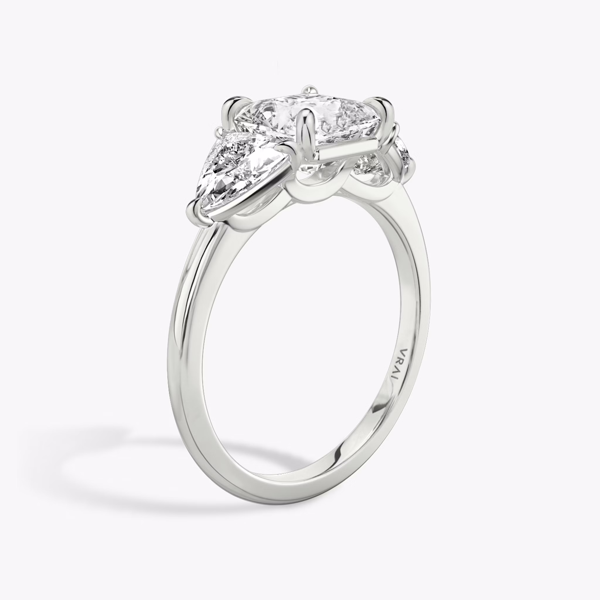 The Three Stone | Asscher | Platinum | bandAccent: Plain | sideStoneCarat: 0.50ct | sideStoneShape: Trillion | diamondOrientation: vertical | caratWeight: other