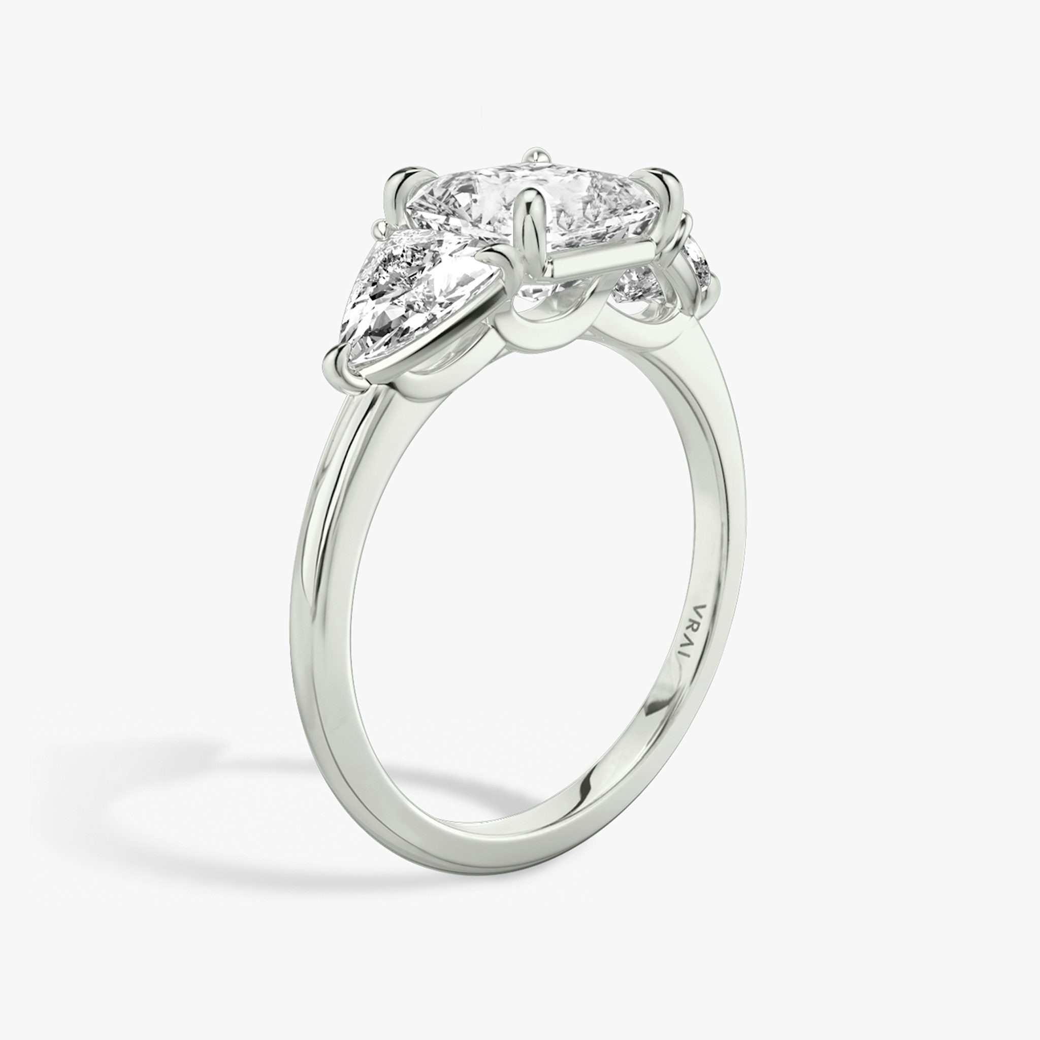 The Three Stone | Asscher | Platinum | bandAccent: Plain | sideStoneCarat: 0.50ct | sideStoneShape: Trillion | diamondOrientation: vertical | caratWeight: other