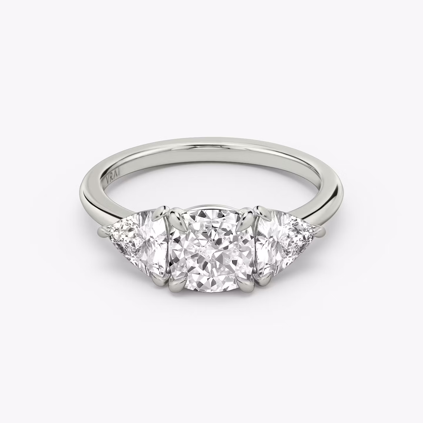 The Three Stone Cushion | White Gold