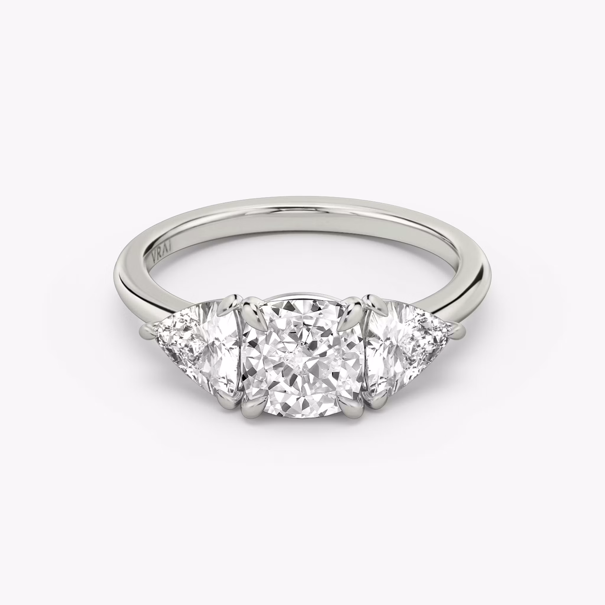 Three Stone Cushion | White Gold