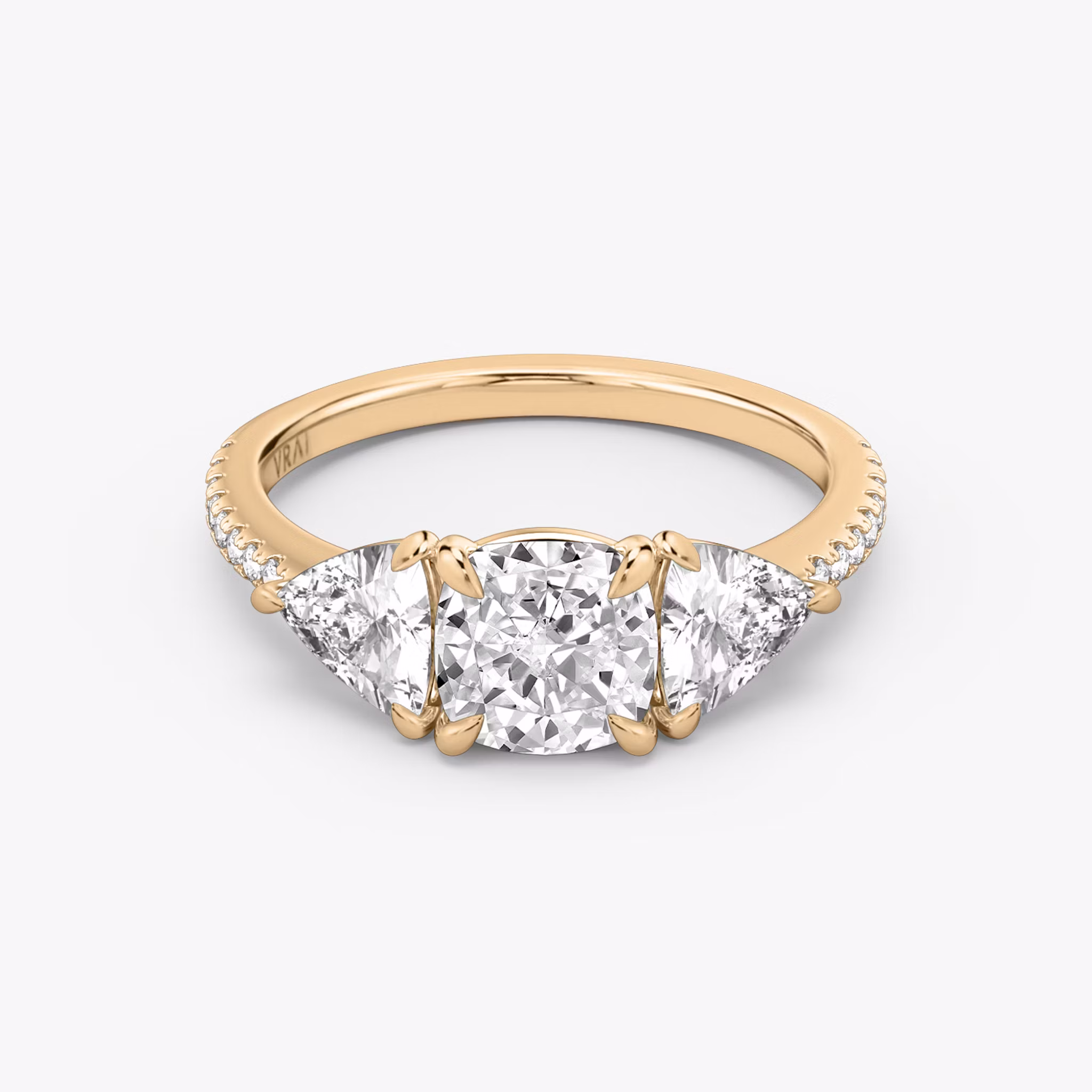 The Three Stone Cushion | Rose Gold