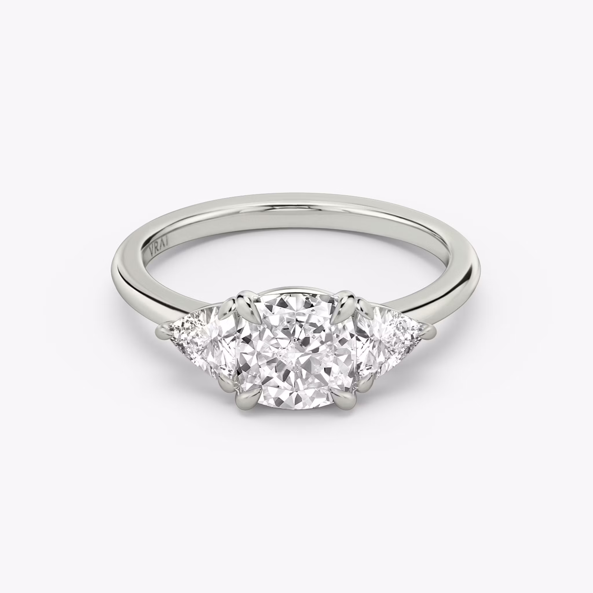 Three Stone Cushion | Platinum