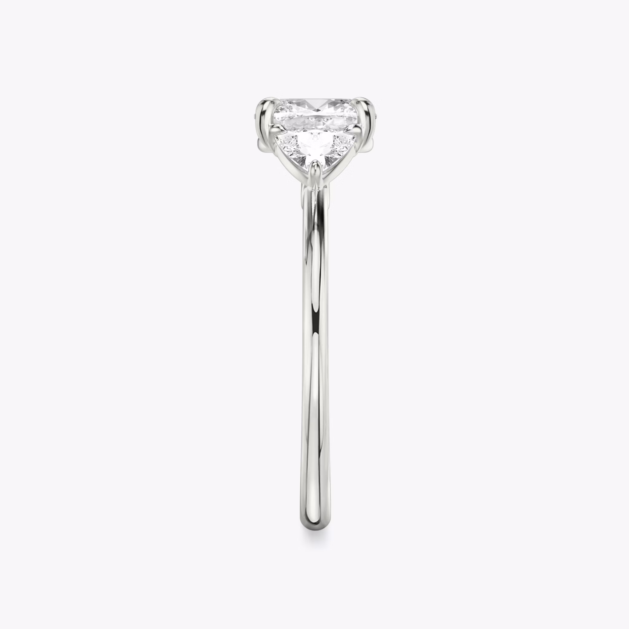 The Three Stone | Cushion | Platinum | bandAccent: Plain | sideStoneCarat: 0.25ct | sideStoneShape: Trillion | diamondOrientation: vertical | caratWeight: other