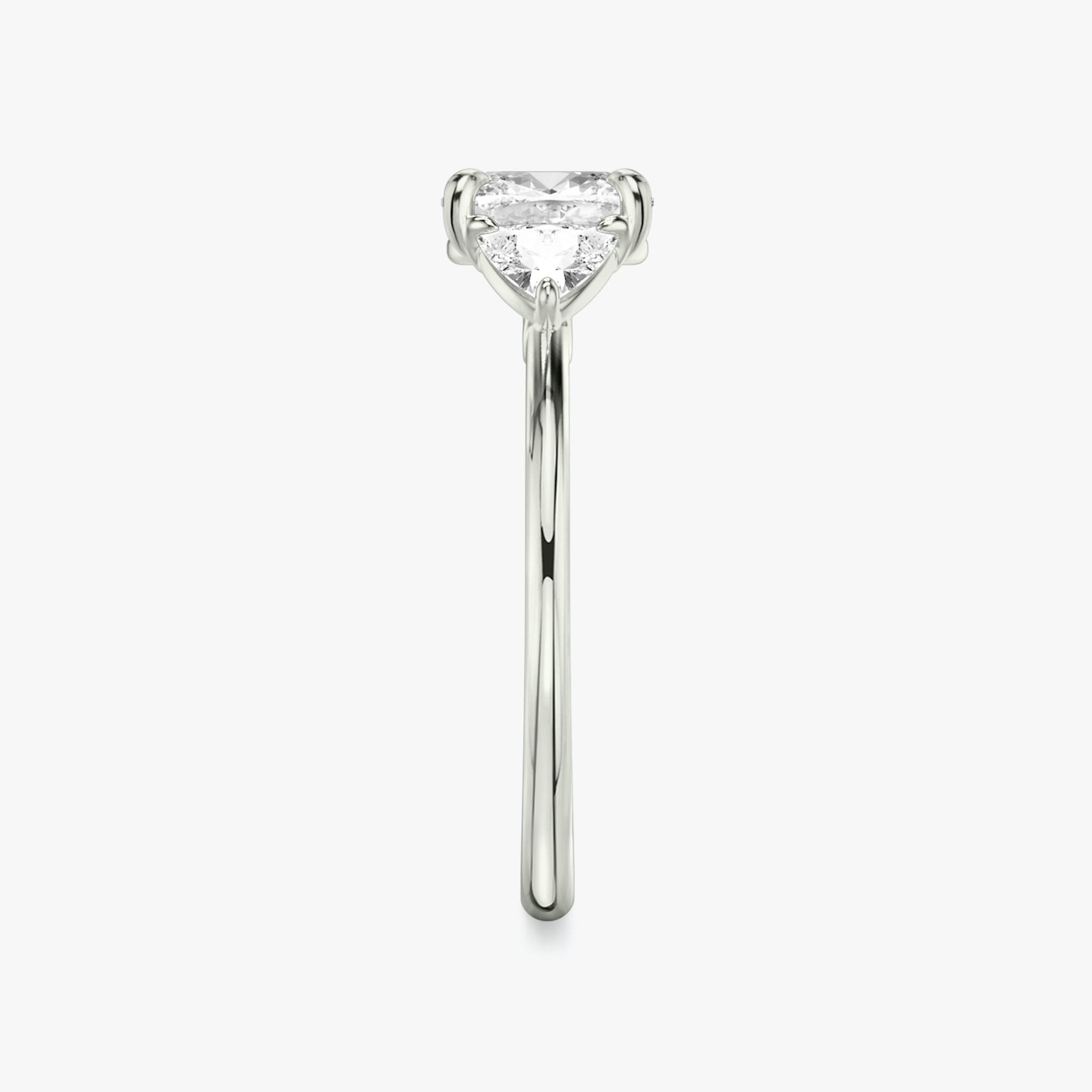 The Three Stone | Cushion | Platinum | bandAccent: Plain | sideStoneCarat: 0.25ct | sideStoneShape: Trillion | diamondOrientation: vertical | caratWeight: other