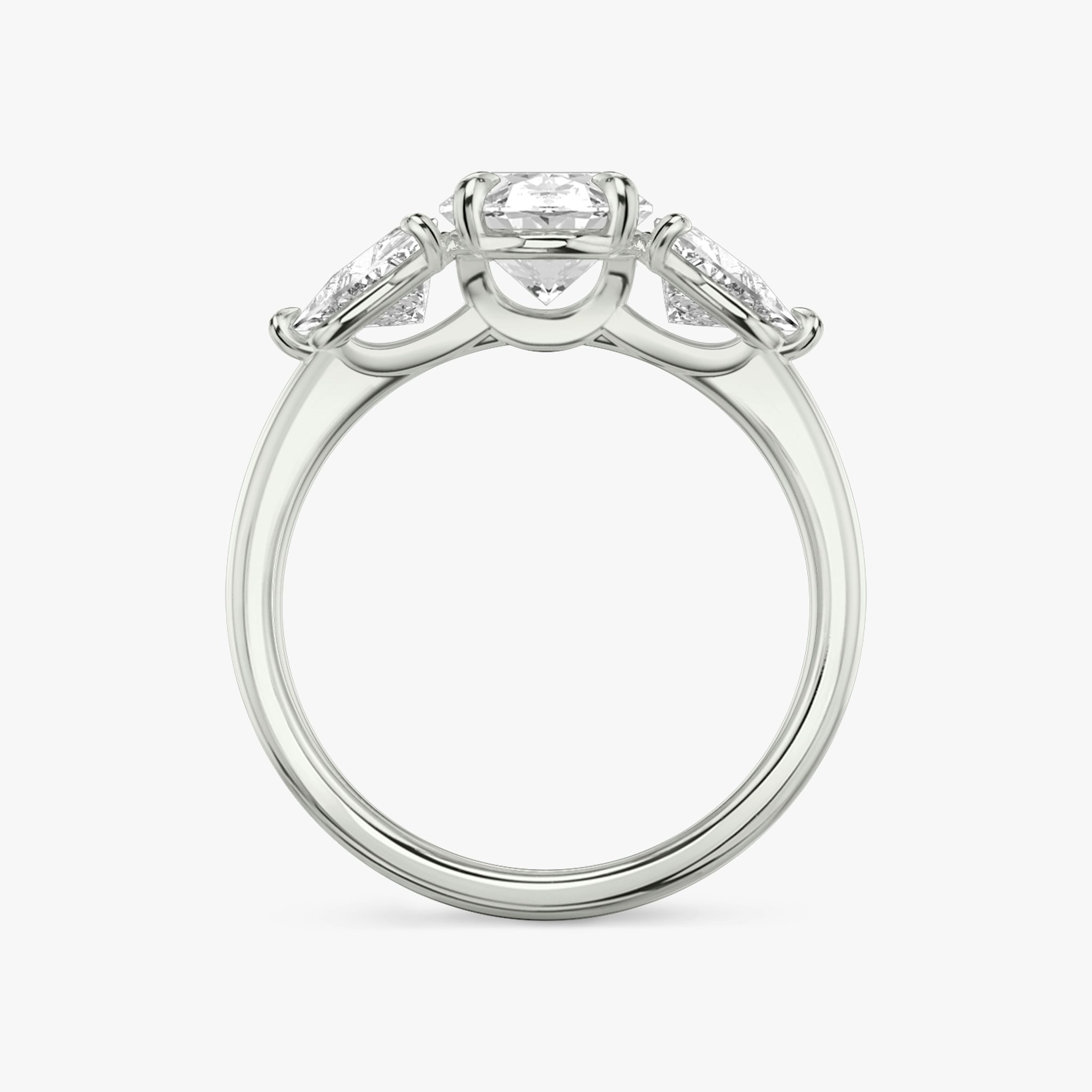 The Three Stone | Oval | Platinum | bandAccent: Plain | sideStoneCarat: 0.50ct | sideStoneShape: Trillion | diamondOrientation: vertical | caratWeight: other