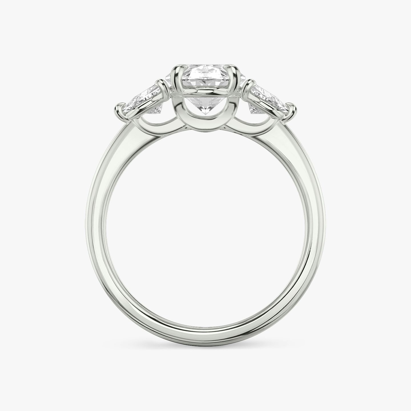 The Three Stone | Oval | Platinum | bandAccent: Plain | sideStoneCarat: 0.25ct | sideStoneShape: Trillion | diamondOrientation: vertical | caratWeight: other