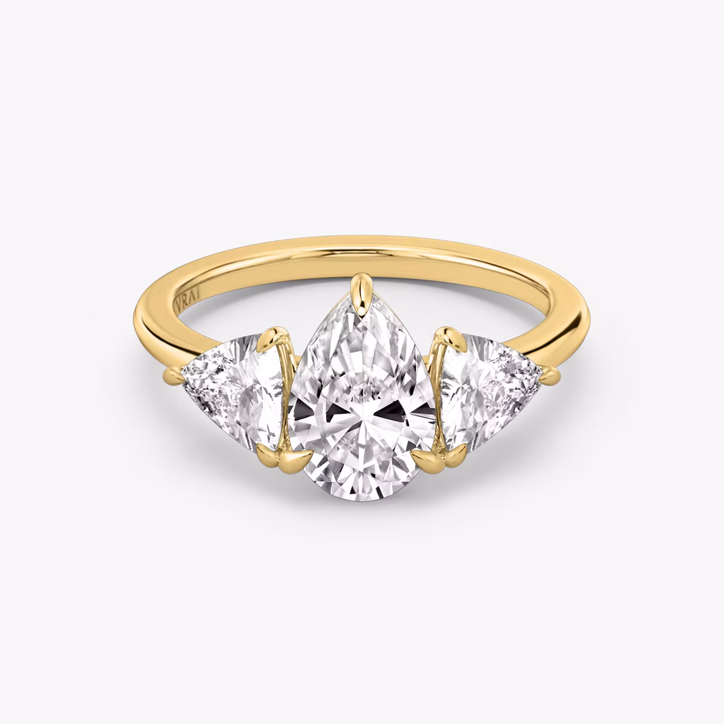The Three Stone Pear | Yellow Gold